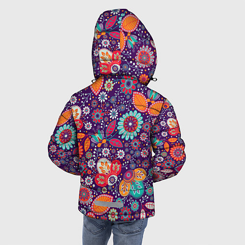 Зимняя куртка для мальчика Цветочный взрыв / 3D-Черный – фото 4