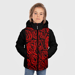Куртка зимняя для мальчика Унисекс / Красные розы, цвет: 3D-черный — фото 2