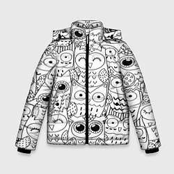Куртка зимняя для мальчика Совушки: узор, цвет: 3D-черный