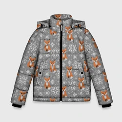 Куртка зимняя для мальчика Зимние лисицы, цвет: 3D-черный