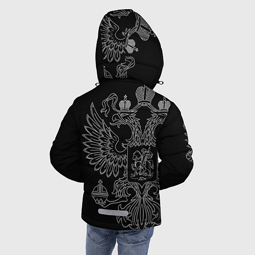 Зимняя куртка для мальчика Подводник: герб РФ / 3D-Черный – фото 4