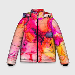 Куртка зимняя для мальчика Весенние краски, цвет: 3D-черный