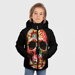 Куртка зимняя для мальчика Расписной череп, цвет: 3D-черный — фото 2