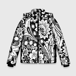 Куртка зимняя для мальчика Хохлома черно-белая, цвет: 3D-черный