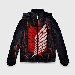 Куртка зимняя для мальчика Атака Титанов: раскаленная лава, цвет: 3D-светло-серый