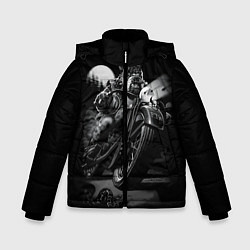 Куртка зимняя для мальчика Бульдог-байкер, цвет: 3D-черный