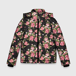 Куртка зимняя для мальчика Брендовые цветы, цвет: 3D-черный
