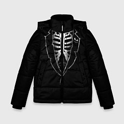 Куртка зимняя для мальчика Хэллоуинский скелет, цвет: 3D-черный
