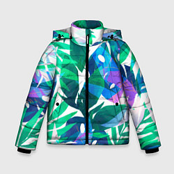Куртка зимняя для мальчика Зеленые тропики, цвет: 3D-черный