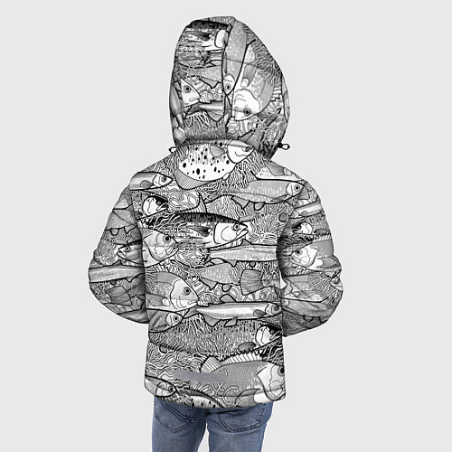 Зимняя куртка для мальчика Рыбы графика / 3D-Черный – фото 4