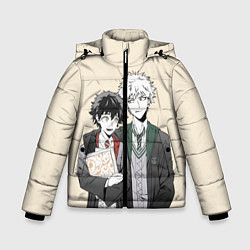 Куртка зимняя для мальчика Изуку и Кацуки косплеют Хогвартс, цвет: 3D-светло-серый