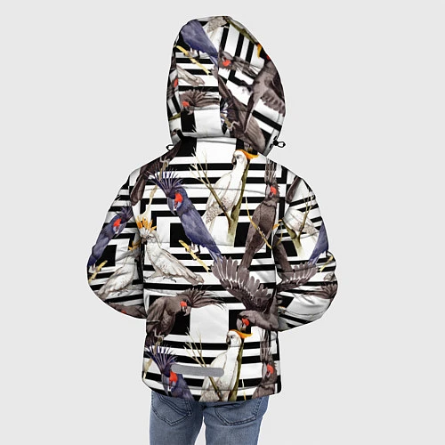 Зимняя куртка для мальчика Попугаи Какаду / 3D-Черный – фото 4