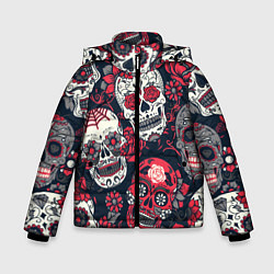 Куртка зимняя для мальчика Мексиканские черепа, цвет: 3D-черный