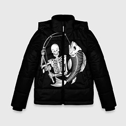 Куртка зимняя для мальчика Fishing Skull, цвет: 3D-черный