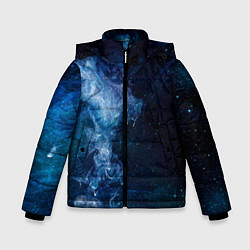 Куртка зимняя для мальчика Синий космос, цвет: 3D-черный