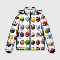 Куртка зимняя для мальчика Minecraft Cubes, цвет: 3D-светло-серый