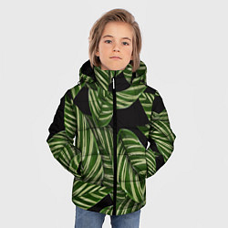 Куртка зимняя для мальчика Тропические большие листья, цвет: 3D-черный — фото 2