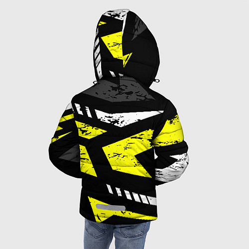 Зимняя куртка для мальчика Black yellow abstract sport style / 3D-Черный – фото 4