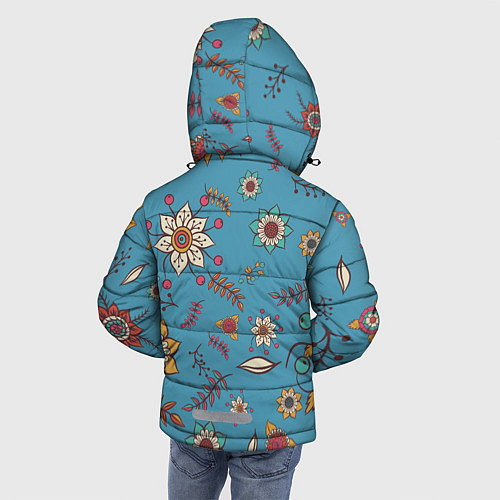 Зимняя куртка для мальчика Цветочный рай узор / 3D-Черный – фото 4