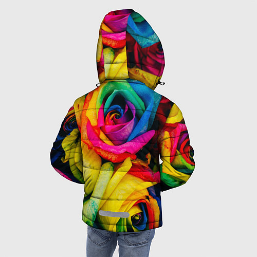 Зимняя куртка для мальчика Разноцветные розы / 3D-Черный – фото 4