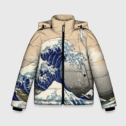 Куртка зимняя для мальчика Kanagawa Wave Art, цвет: 3D-черный