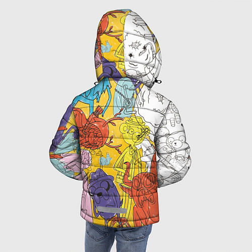 Зимняя куртка для мальчика Время Приключений, раскраска / 3D-Черный – фото 4