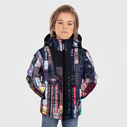 Куртка зимняя для мальчика Ночной Токио, цвет: 3D-черный — фото 2