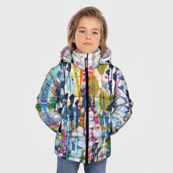 Куртка зимняя для мальчика Watercolor Flowers, цвет: 3D-черный — фото 2