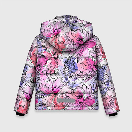 Зимняя куртка для мальчика Акварельные цветы / 3D-Светло-серый – фото 2