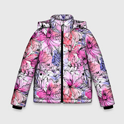Зимняя куртка для мальчика Акварельные цветы