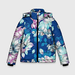 Куртка зимняя для мальчика Нежные цветы, цвет: 3D-светло-серый
