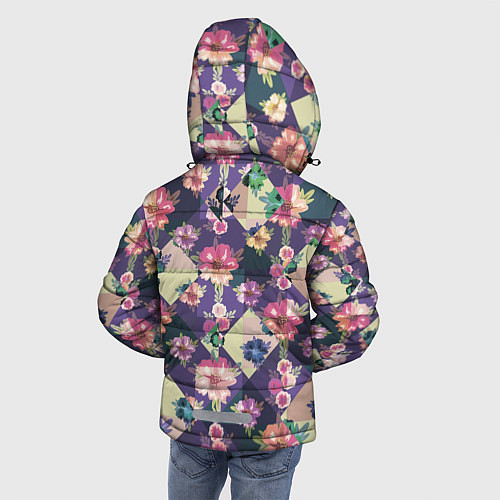 Зимняя куртка для мальчика Цветочный пазл / 3D-Черный – фото 4