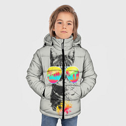 Куртка зимняя для мальчика Котик В Очках, цвет: 3D-черный — фото 2