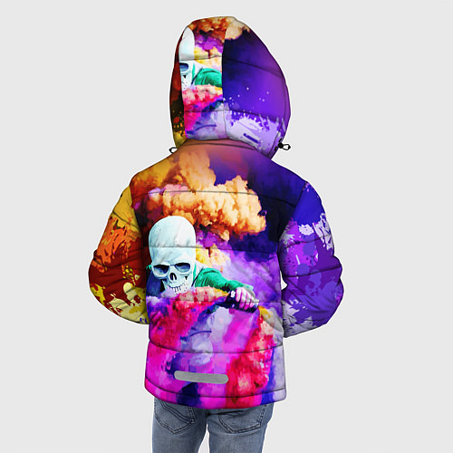 Зимняя куртка для мальчика Череп в дыму / 3D-Черный – фото 4