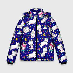 Куртка зимняя для мальчика Кот-Единорог, цвет: 3D-черный