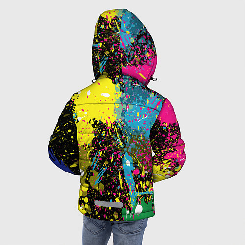 Зимняя куртка для мальчика Панда хипстер в брызгах краски / 3D-Черный – фото 4