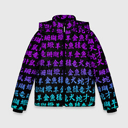 Куртка зимняя для мальчика НЕОНОВЫЕ ИЕРОГЛИФЫ, цвет: 3D-светло-серый