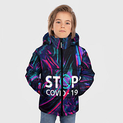 Куртка зимняя для мальчика Стоп covid-19, цвет: 3D-светло-серый — фото 2