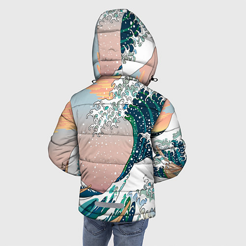 Зимняя куртка для мальчика Большая волна в канагаве / 3D-Черный – фото 4