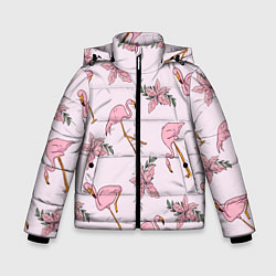 Куртка зимняя для мальчика Розовый фламинго, цвет: 3D-черный