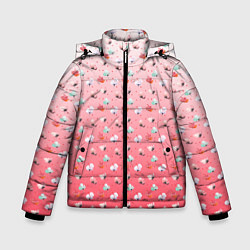 Куртка зимняя для мальчика Пижамный цветочек, цвет: 3D-черный