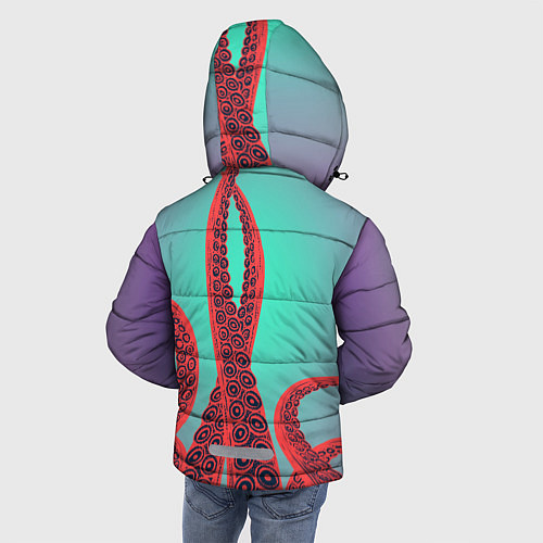 Зимняя куртка для мальчика Красные щупальца осминога / 3D-Черный – фото 4