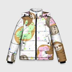 Куртка зимняя для мальчика Милый Ленивец, цвет: 3D-черный