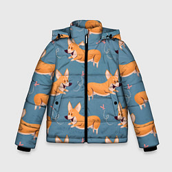 Зимняя куртка для мальчика Корги с бабочкой