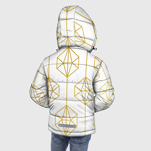 Зимняя куртка для мальчика Геометрический орнамент золото / 3D-Черный – фото 4