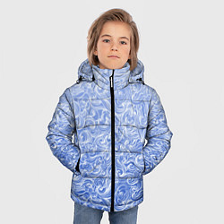 Куртка зимняя для мальчика Волны на голубом фоне, цвет: 3D-черный — фото 2