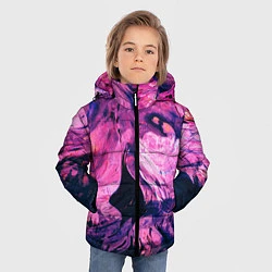 Куртка зимняя для мальчика Розовый разводы жидкость цвета, цвет: 3D-черный — фото 2