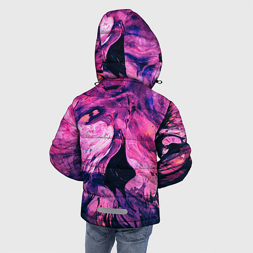 Зимняя куртка для мальчика Розовый разводы жидкость цвета / 3D-Черный – фото 4