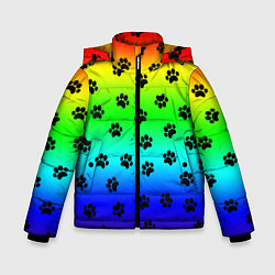 Куртка зимняя для мальчика Следы на радуге, цвет: 3D-черный