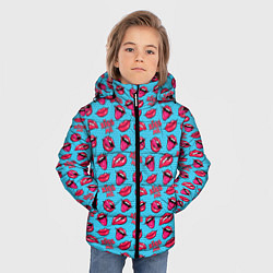 Куртка зимняя для мальчика Губы Поп-арт, цвет: 3D-черный — фото 2
